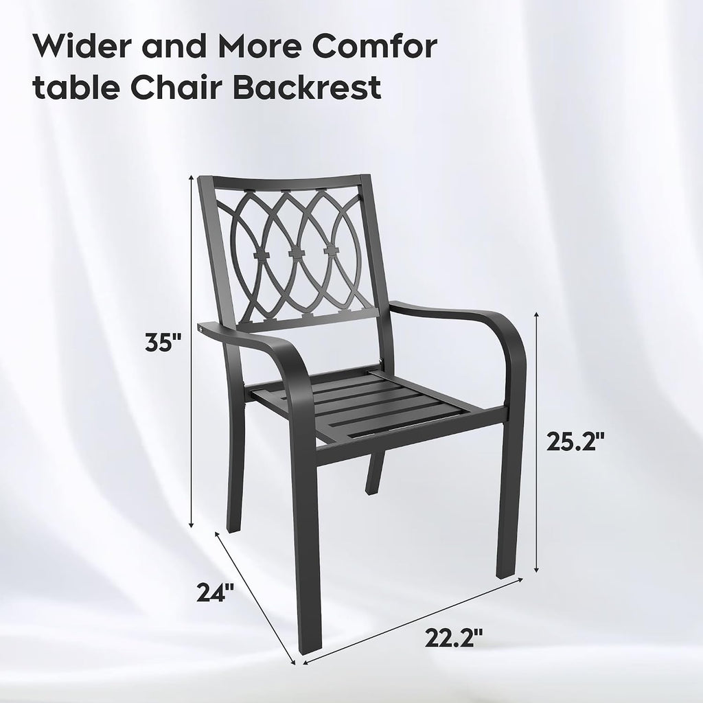 2‑Pack Vine Trellis Stackable Metal Patio Dining Chairs