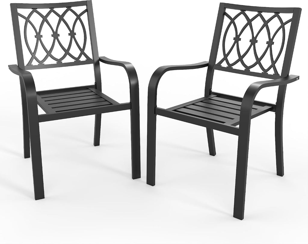 2‑Pack Vine Trellis Stackable Metal Patio Dining Chairs