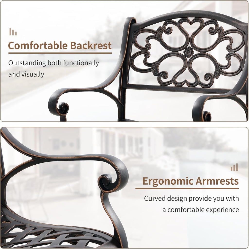 2‑Pack Armrest Cast Aluminum Bistro Chairs