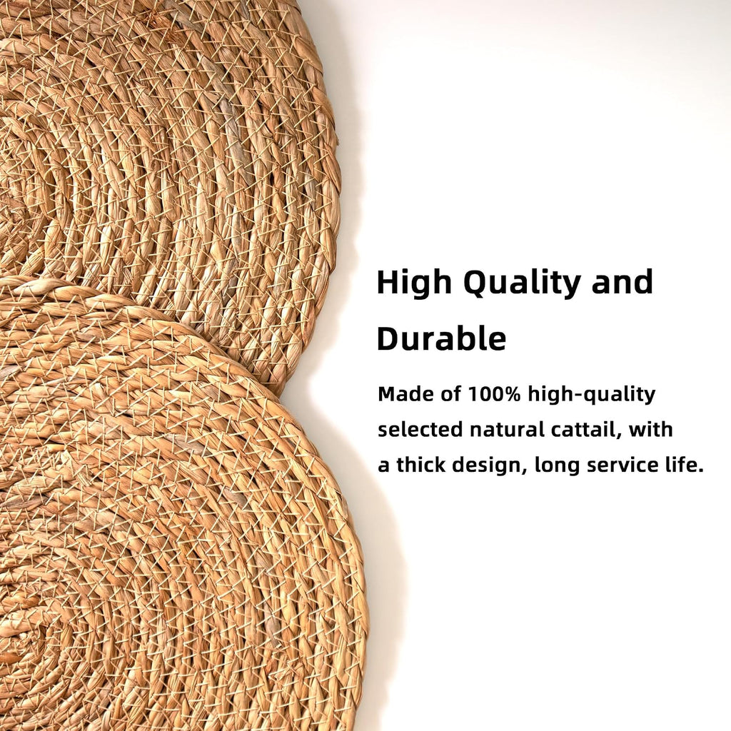15Pcs 13" Cattail Woven Round Placemats