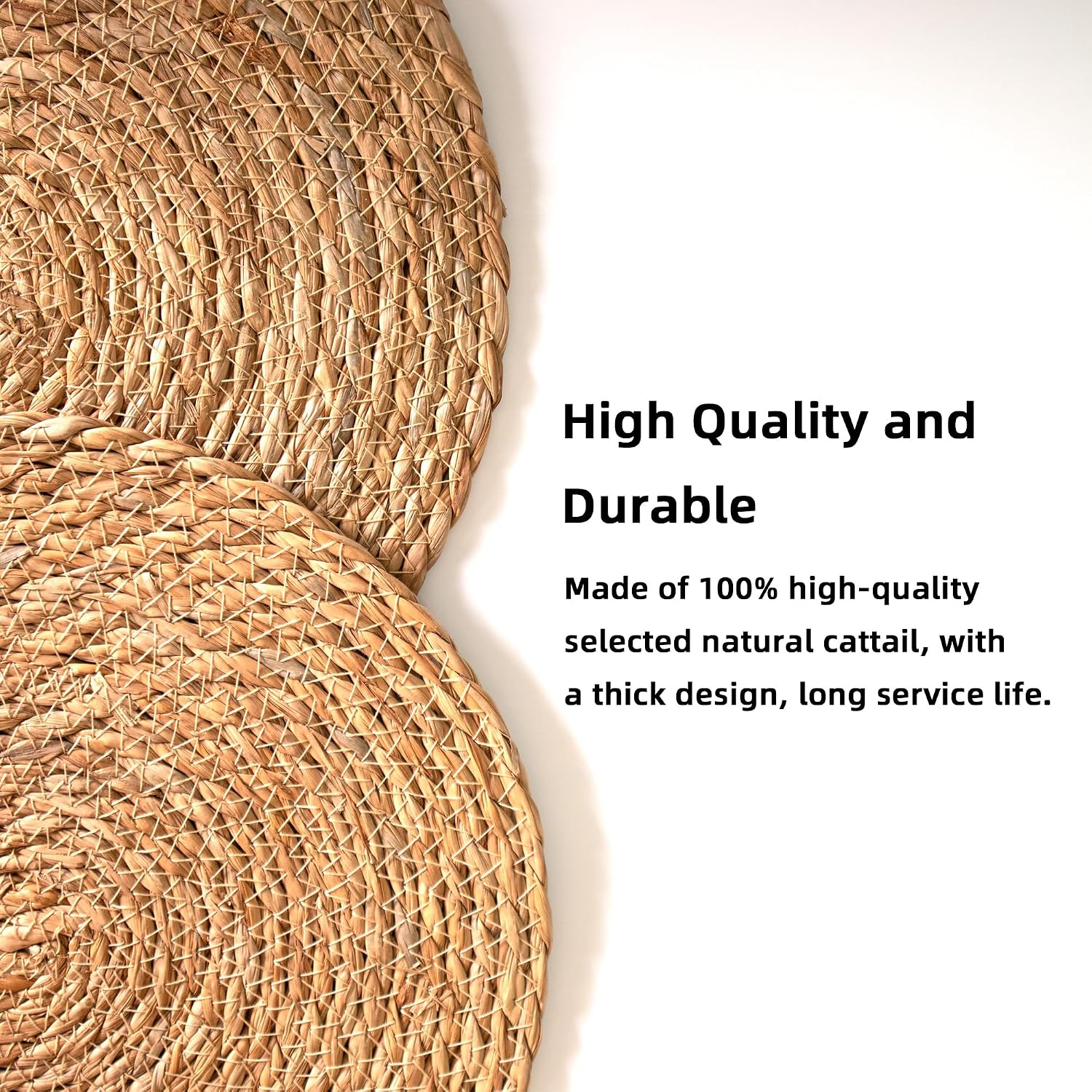 15Pcs 13" Cattail Woven Round Placemats