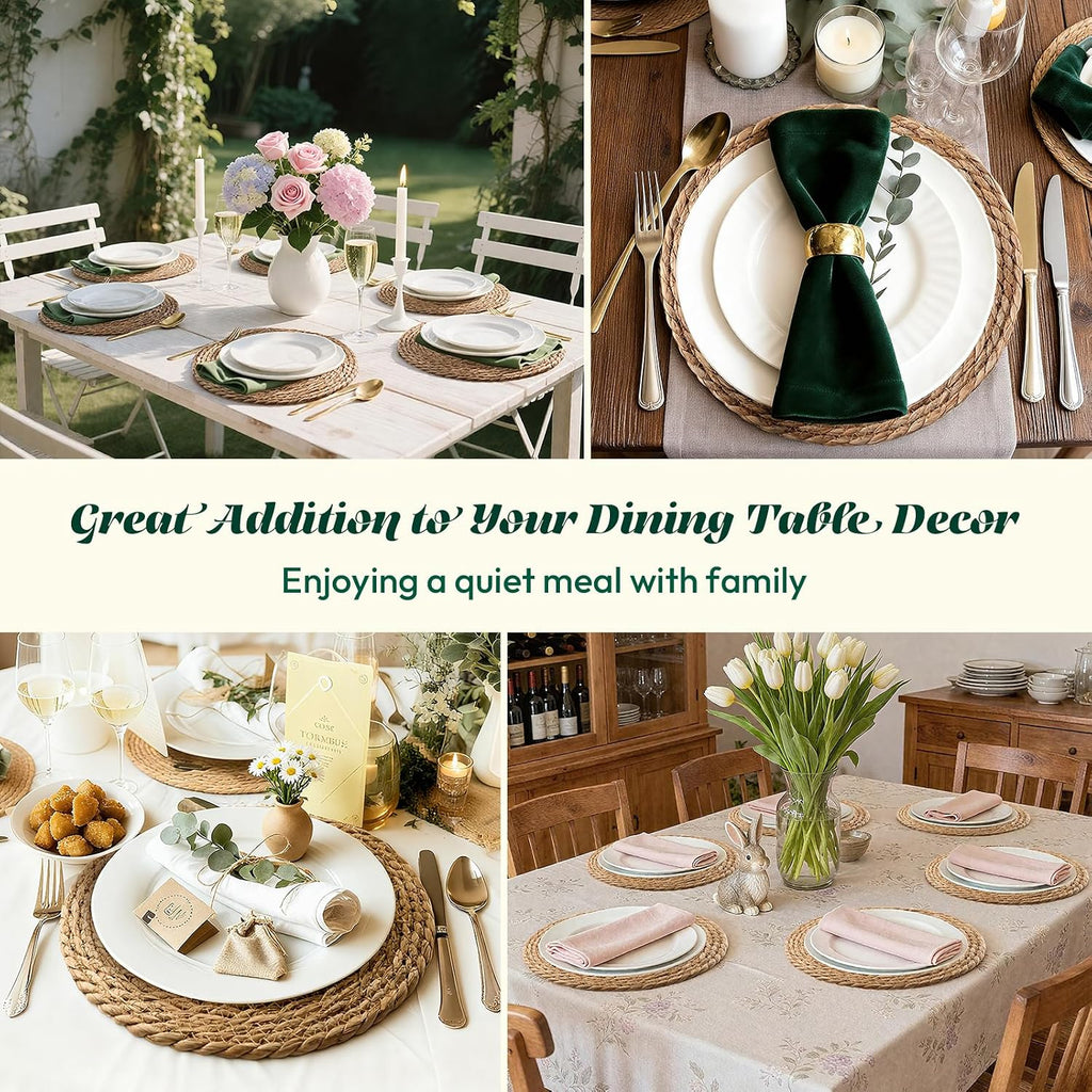 12Pcs 13" Round Woven Placemats Plate Chargers