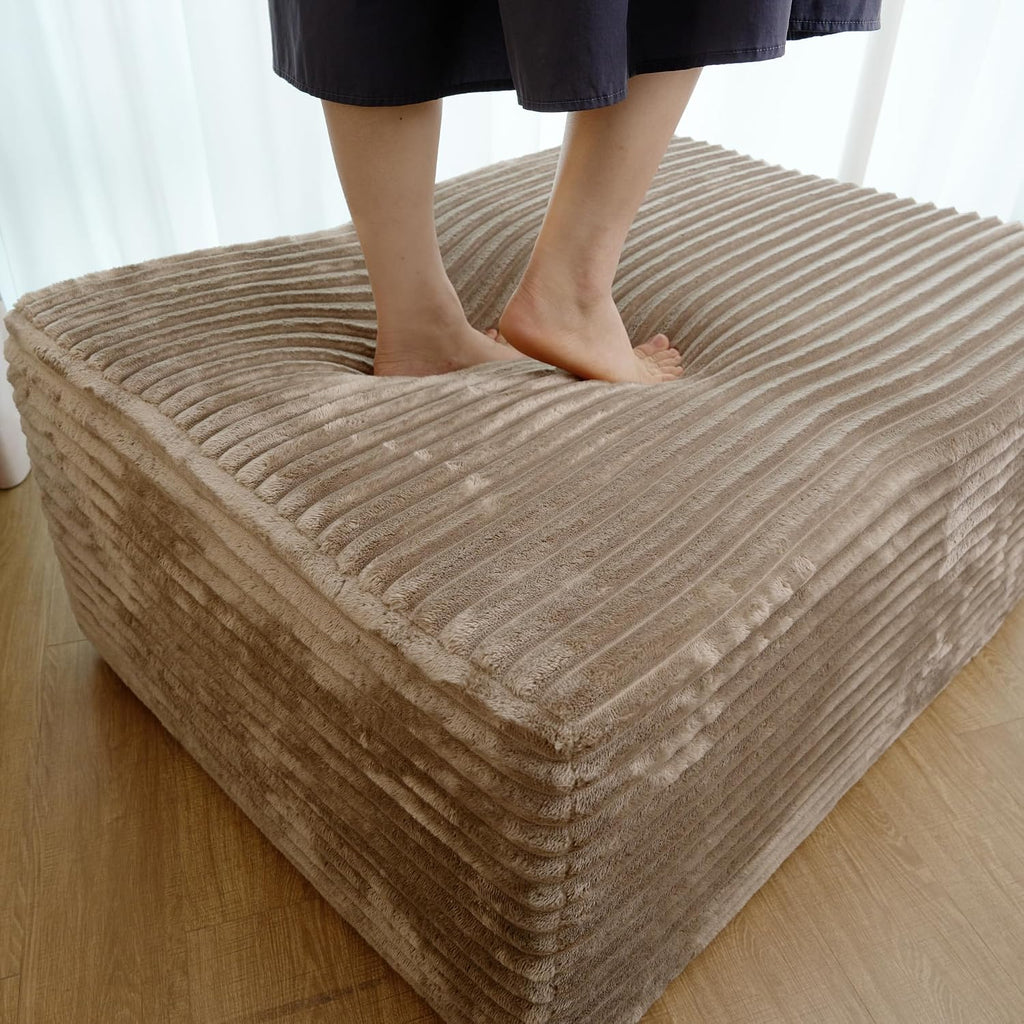 37.4" Camel Corduroy Cloud Ottoman