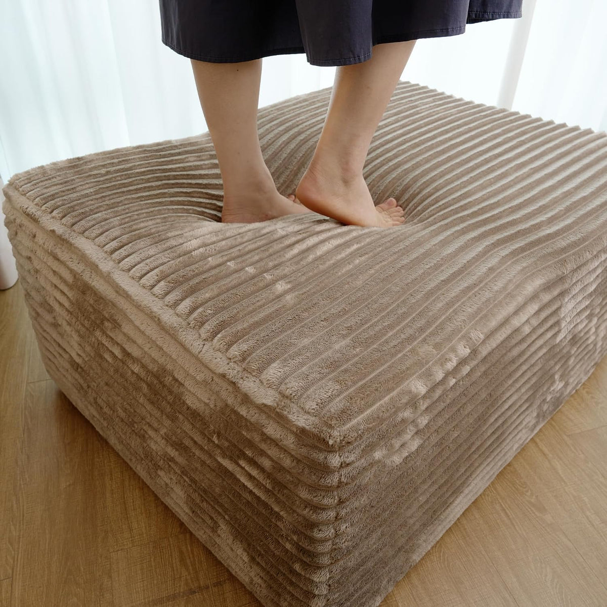 37.4" Camel Corduroy Cloud Ottoman