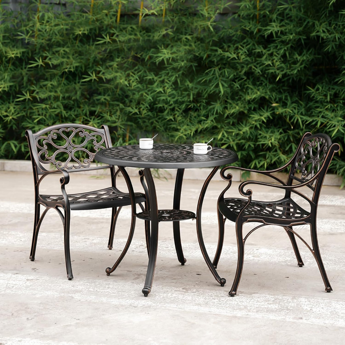 2‑Pack Armrest Cast Aluminum Bistro Chairs