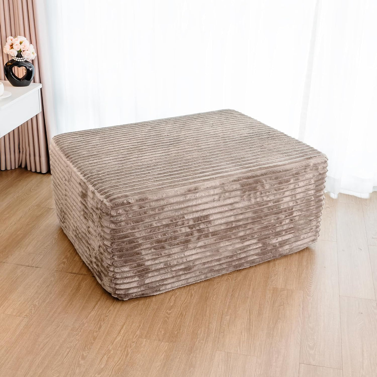 37.4" Camel Corduroy Cloud Ottoman