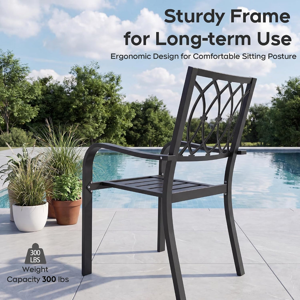 2‑Pack Vine Trellis Stackable Metal Patio Dining Chairs