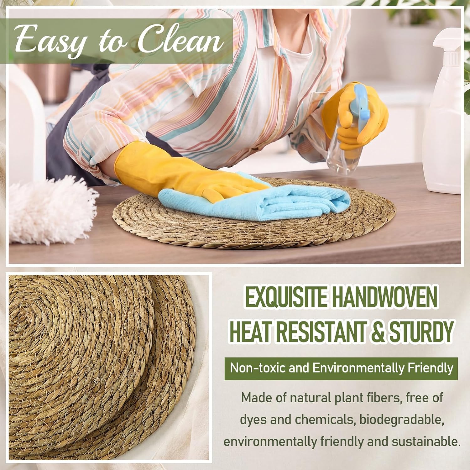 60Pcs 13" Rattan Woven Round Placemats