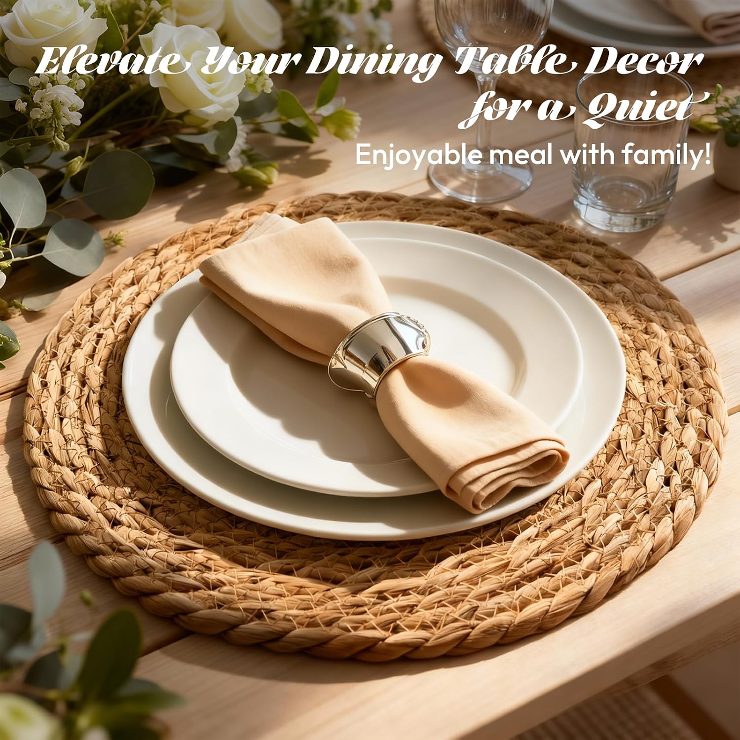 13" Round Woven Placemats Set of 24, Heat Resistant Plate Chargers