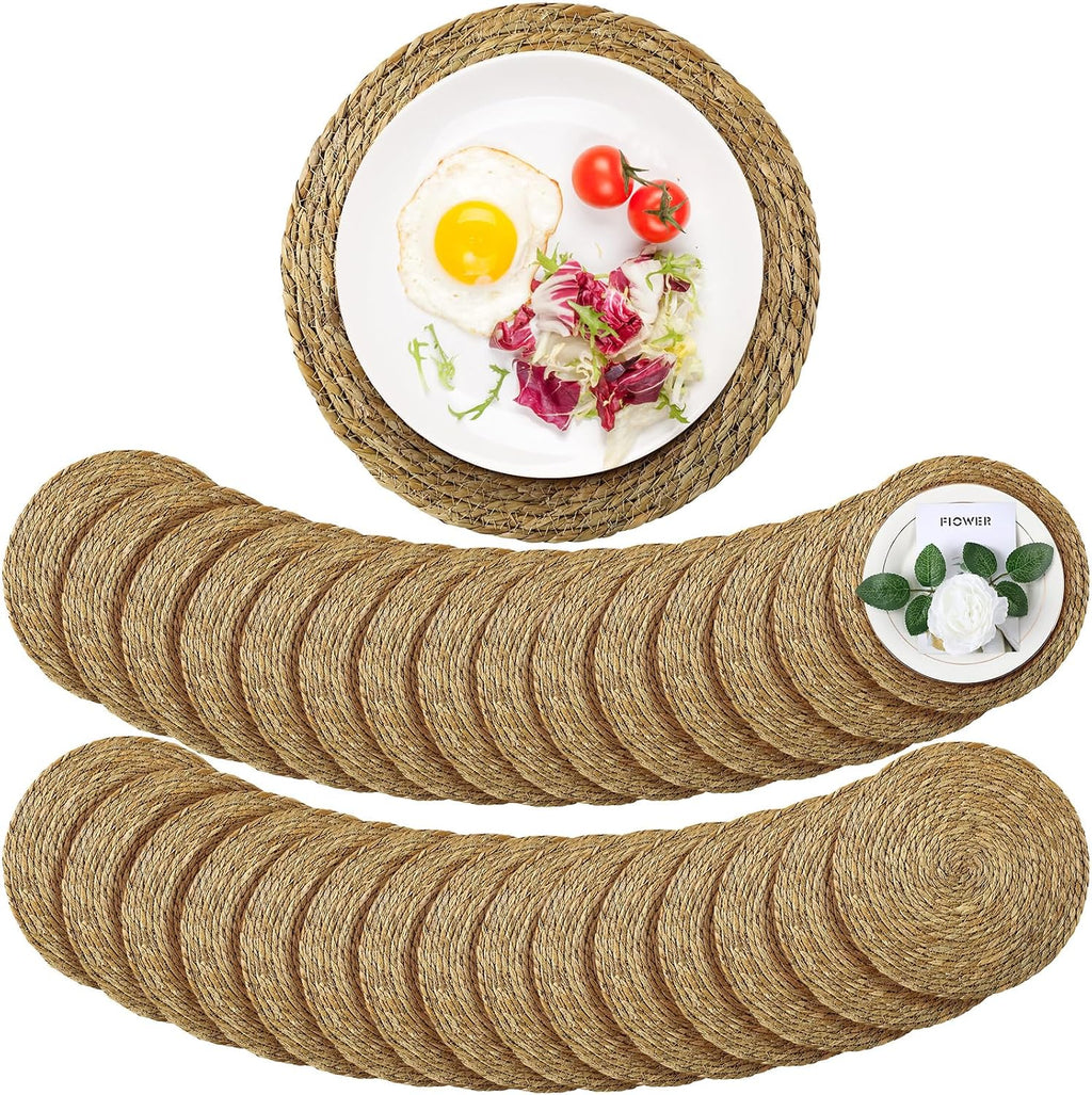 60Pcs 13" Rattan Woven Round Placemats
