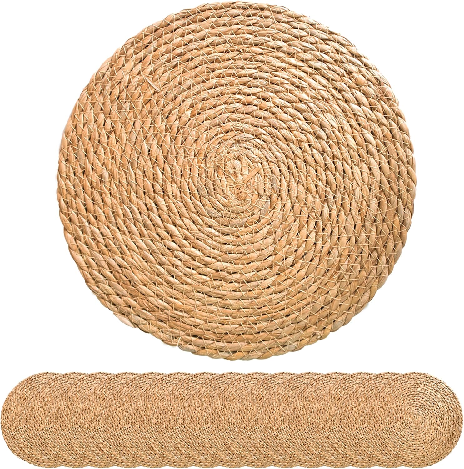 15Pcs 13" Cattail Woven Round Placemats