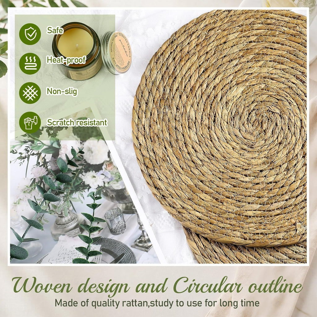 60Pcs 13" Rattan Woven Round Placemats