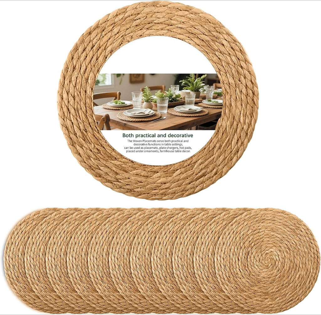12Pcs 13" Round Woven Placemats Plate Chargers