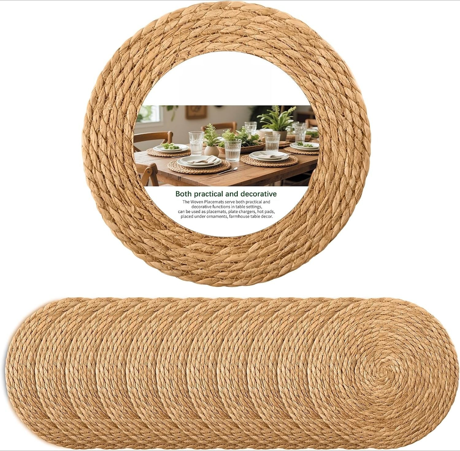 12Pcs 13" Round Woven Placemats Plate Chargers